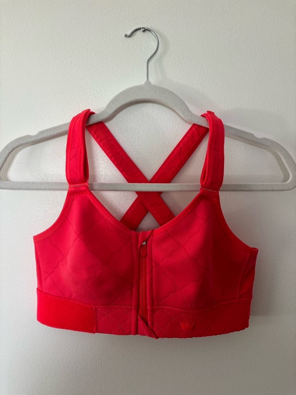 SHEFIT Front-Zip High Impact Sports Bra in Bright Red